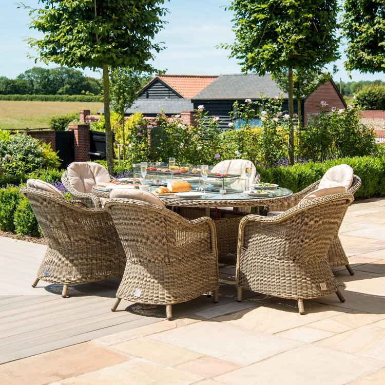 Maze Rattan Garden Furniture Winchester 6 Seat Oval Fire Pit Table